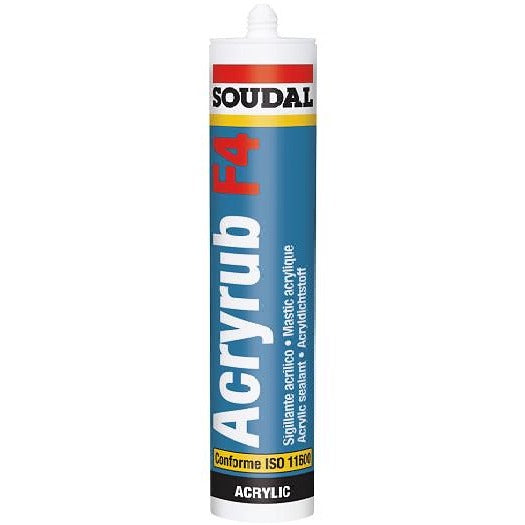 Sigillante Acryrub F4 Soudal per giunto in edilizia, acrilico, cartuccia 300 ml, finitura Bianco